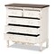 Baxton Studio Levron Traditional Two-Tone Walnut Brown and Antique White Finished Wood 5-Drawer Storage Cabinet 195-11952-ZORO - alternate 4